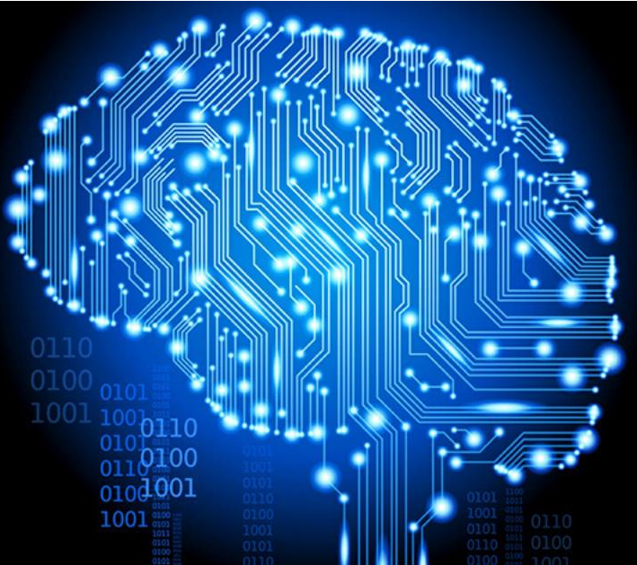 Brain made of circuits graphic.