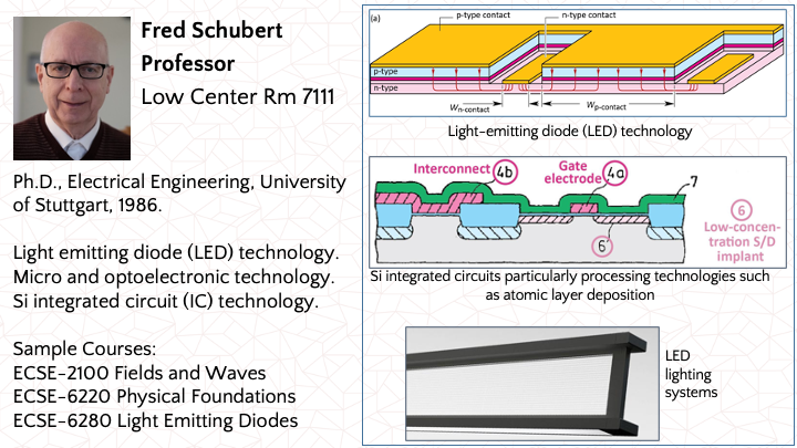 Fred Schubert: Microelectronics and Optoelectronics