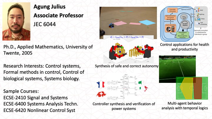 Agung Julius: Control, Robotics, Systems Biology